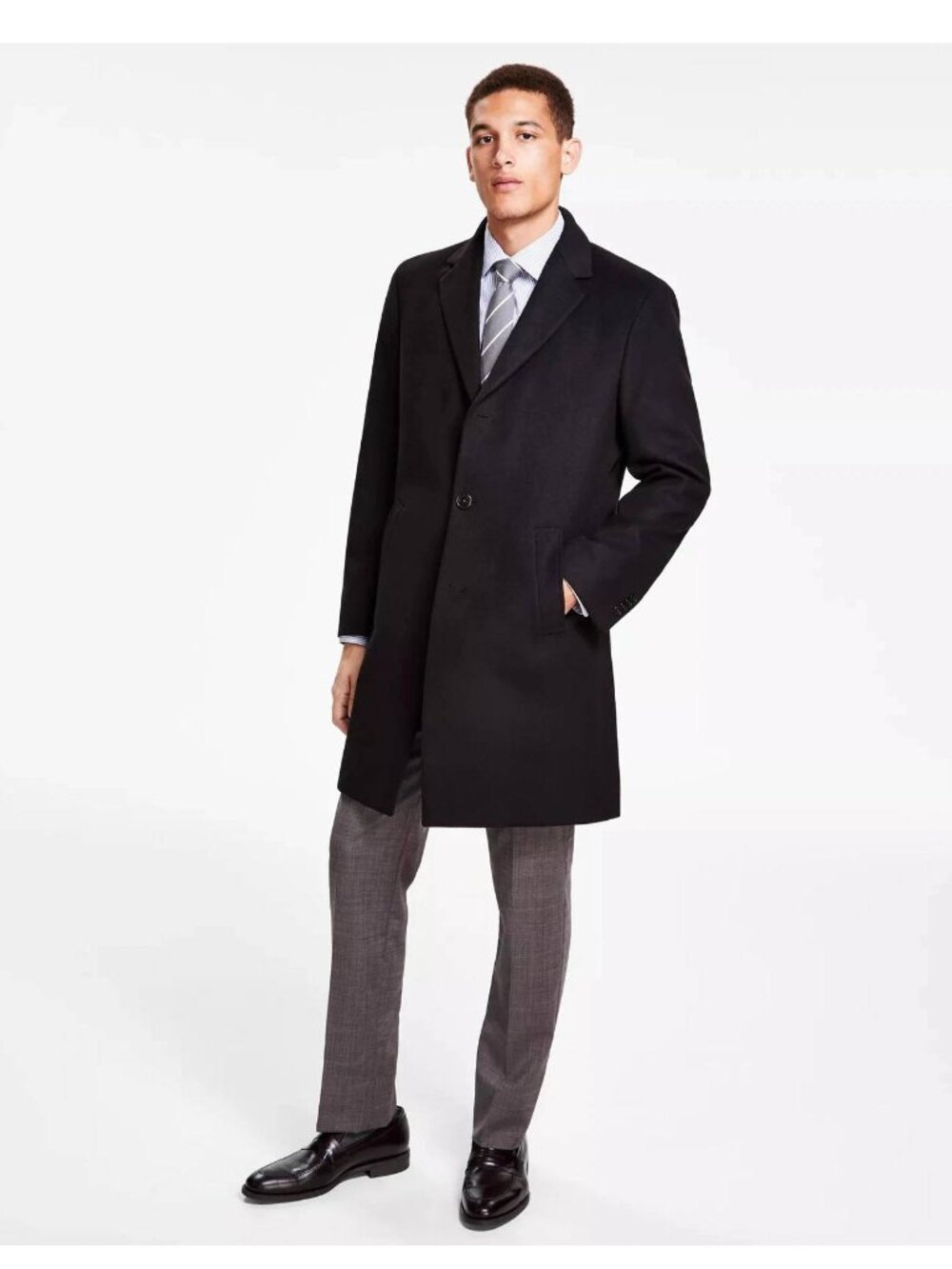 New Kenneth Cole Reaction Men's Classic-Fit Solid Overcoats Size 42S